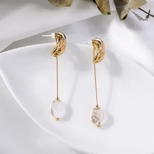Dangle Earrings Kissme Unique Acrylic Pearl Drop For Women Gold Color Alloy Imitation Shell 2024 Fashion Jewelry