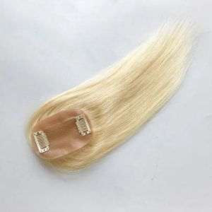 Toppers 6x9cm sarışın renk #613 ipek taban kadınlar Saç dökülmesi için topper saç parçaları kapak gri saç düz bakire insan saçı topper