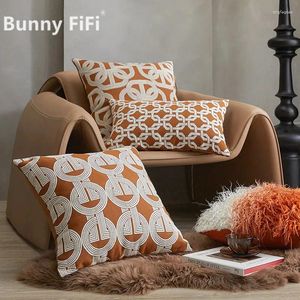 Pillow Brown Geometric Jacquard Covers Decorative Light Luxury Pillowcases For Pillows 50x50 Home Decor Cases Sofa