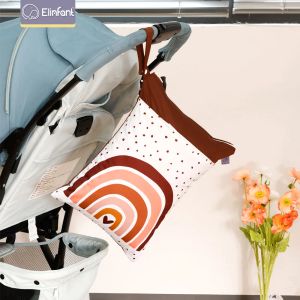 Bolsas Posição Elinfant Imprimir Digital Saco Mãe Dry com duas fraldas de fraldas com zíper Saco de fraldas Bolsa à prova d'água lavável reutilizável