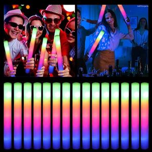 Party Decoration 10/20/30 st LED Glow Sticks Bulk Colorful RGB Foam Stick Cheer Tube Dark Light For Xmas Birthday Wedding Supplies