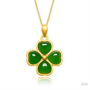 4 Four Leaf Leaves Clover Pendant Necklaces Lover Birthday Gift Fashion Jewelry Charm Girls Wedding Green White Jade Necklace