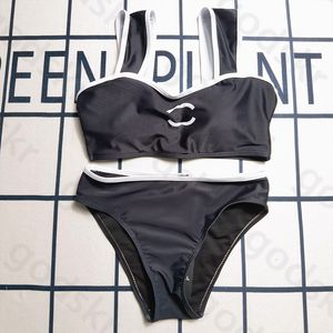 Black Simple Print Women Stylish Beach Slim Bikini Sexy Swimsuit Swimwear 782027