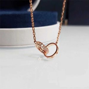 Original designer Seiko with Steel Seal Carter Double Ring Necklace Female Set Diamond Buckle Light Luxury Small and Unique Collar Chain OH0U