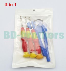 8 in 1 Repair Pry Opening Tools Kit With Big Screwdriver 5 Point Star 08 Pentalobe 15 Phillips Slotted For iPhone 4 5 6 Samsung 8200407