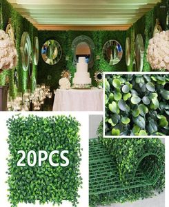 Flores decorativas 10pcs plantas artificiais parede de grama painéis de hedge de casamentos de parede de grama nas paredes de vegetação de cercas decoração3359109