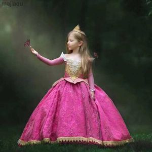 Girl's Dresses Sleeping Beauty Aurora Costume for Girls Princess Dress Halloween Cosplay Costume Off Shoulder Kids Clothes Fancy Party OutfitsL2404