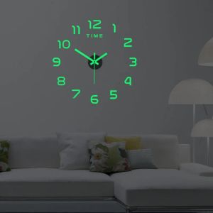 Klockor 3D Wall Clock DIY Hem och dekoration Pocket Klocka klistermärke vardagsrumskontor Dekorera stora digitala moderna klockor Garden