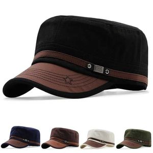 Ball Caps Men unisex armia czapka baseballowa bawełniana kadet hat wojskowy oddychający oddychający fishflat regulowany czapka J240425