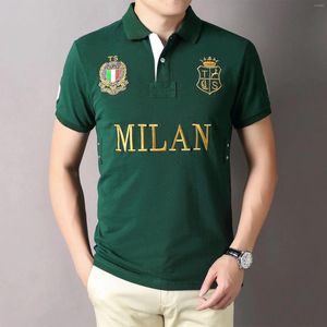 Herren Polos 2024 Sommer Plus -Größe Polo -Shirt Kurzärmel Mailand Stickerei Casual Sports T für Männer