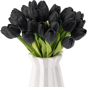 Fiori decorativi 27pc tulipani artificiali primaverili tocco reale per bouquet per matrimoni di San Valentino.