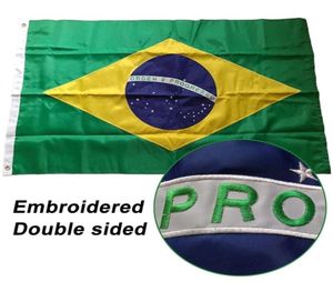 Bannerflaggor fördubblar broderad sydd Brasilien Brasil Brasilian National World Country Oxford Fabric Nylon 3x5ft 2209301870242