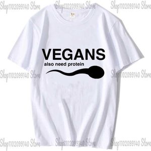 Camisetas masculinas veganos engraçados também precisam de letra de slogan de proteínas, camisetas, imprimir vegetarianas vegetais brancas 3d harajuku t-shirt t-shirt t240425