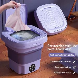 Maskiner Portable Washing Machine 8l Mini Hushållens klädstrumpor Underkläder Rengöringbricka Tresatmaskin med torkcentrifug