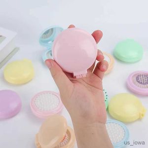 Mirrors Mini Pocket Mirror Girls Folding Comb Portable Round Pocket Small Travel Massage Hair Brush with Mirrors Styling Tools Wholesale