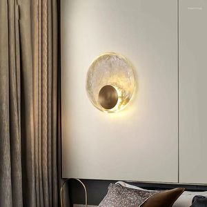 Wall Lamp Luxury LED Copper Crystal AC220V Living Room Simple Bedroom Bed Background Designer Artistic Creative Lighting