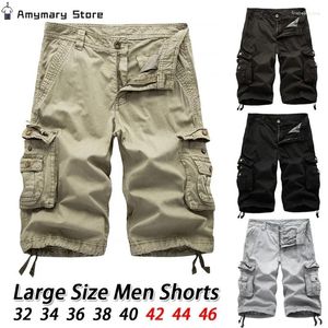 Pantaloncini da uomo cargo estate di colore solido grande tasca casual pantaloni da spiaggia sciolte combattimenti corti abbigliamento da lavoro quotidiano