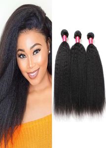 Virgem brasileira Pacotes afro extensões de cabelo humano reto afro weft italiano bundles grossos yaki weave1884701