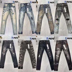 Purple Brand Jeans Mens jeans roxos jeans jeans moda angustiada motociclistas cargas jeans femininas para homens calças pretas Retro Streetwear