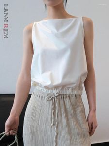 Женские танки Lanmrem Slash Neck Minimalism Vest для женщин Сплошные без рукавов.