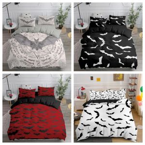 Conjunto de Halloween Vampire Flying 3d Bats Bats Cover Duvet Capa de bruxaria 3pcs capa de edredom Single Dout King King Bedalhes