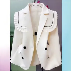 Frauen Jacken Marinekragen im Frühjahr und Herbst 2024 Hochwertiges Gefühl Modepersönlichkeit kleiner Anzug Black Casual Blazer Mantel Trend