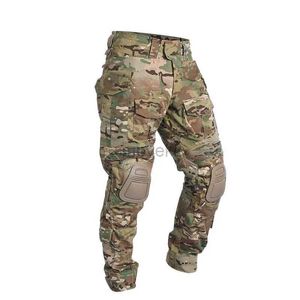 Herrenhosen Outdoor Sports G3 Kampfhose mit Knieschuhen Airsoft Taktische Hose Mehrfach-Pocket-Frachthose Männer Outdoor Wanderhose D240425