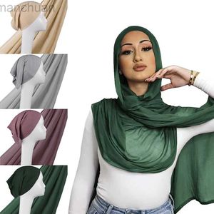 Hijabs Light Light viscose Rayon Hijab Sconha com camisola interna Shawl Fin Plain Bonnet Hijabe Femme Muslim Headwraps 190x85cm D240425
