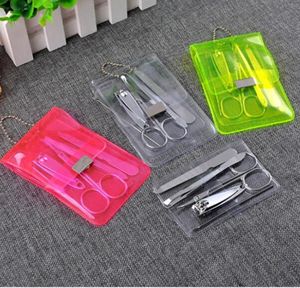 Whole 5pcs Stainless Steel Nail Care Set Pedicure Scissors Tweezer Knife Ear Pick Utility Nail Clipper Kit Manicure Set9221452