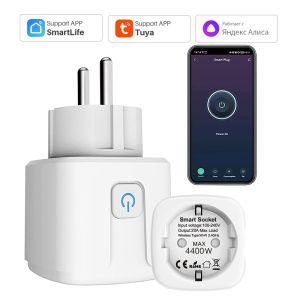 Plugs tuay smart soquete eu16a/20a wifi smart plugue com monitoramento de energia Smart Life App Controle remoto Suporte