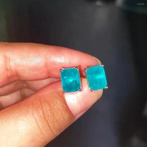 Orecchini per borchie 7x9mm Paraiba Tourmaline in 925 Regali da donna in fidanzamento in argento sterling