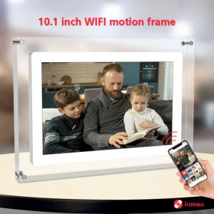 Quadro 10 polegadas acrílico Wi -Fi Digital Photo Frame 32G FrameO Touch Screen com porta USB Stand Support App Phone envia