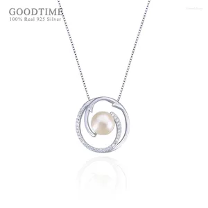 Pendants Fashion Women Necklace Pure 925 Sterling Sterling Round Acqua dolce Pendant Clavicle Gift per Lady