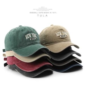 Ball Caps Hat for men personalized washed and made with old letters embroidered duckbill cap outdoor mens travel sun protection shading baseball H240425