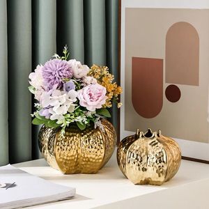 Vases Ceramic Vase Golden Pomegranate Artificial Fruits Flower Arrangement Crafts Home Decoration Accessories