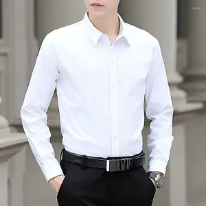 Herrklänningskjortor skjorta överdimensionerad långärmad manlig vanlig affär elegant regelbunden i designerförsäljning asia silkemärke smal passform