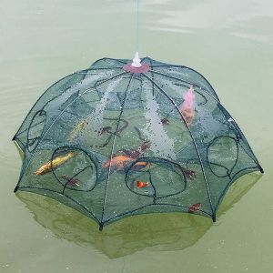 Accessories 416 Holes Strengthened Automatic Fishing Net Shrimp Cage Nylon Foldable Umbrella Shape Crab Fish Trap Cast Net Cast Folding Net