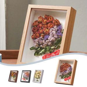 Ramki 3D rama zdjęcie głębokość 5 cm drewniana rama obrazkowa nordycka pudełko cienia suszone kwiat okazów ręcznie robiony majsterkowicz darem wystrój domu