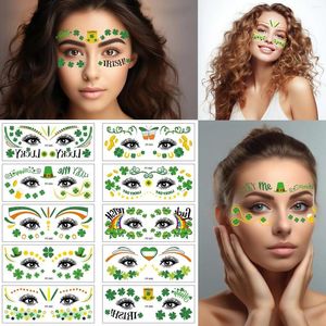 Gift Wrap St. Day Green Stickers Three And Four Leaf Face Sticker Irish Painted Hat Swedish Party Flags