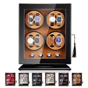 Case Vertical 8Position Luxury Watch Box Winder per Tourbillon Electric Automatic Watchwinder Lock Case Organizer Display Dust Apro prova