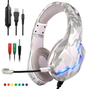 7 Color LED Professional Gaming Headphone 35mm Wired Game Headset Stereo Computer Bass Gamer med MIC för PC Switch Xbox10811112591191