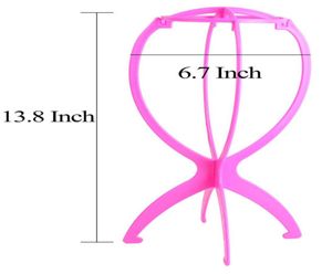 Weavesclosure Pink Wig Wig Stand Polding Plastica Plastica stabile Piccola grande dimensione facile mostra parrucche da parrucche Accessori per capelli Whoel MA3309865