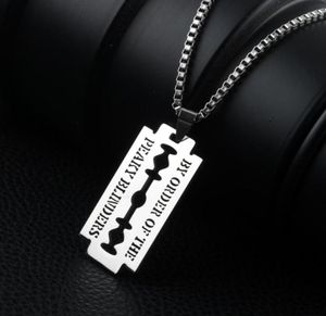 Pendant Necklaces Punk Hip Hop Stainless Steel Neck Chains For Men Women Razor Blade Necklace Rock Collares Male Streetwear Cool J2523747