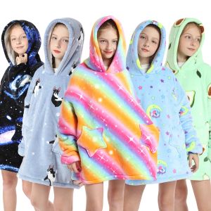 Spethirts Kids Sherpa Fleece Hoodie Coperte con cappuccio TV indossabile inverno calda con cappuccio per ragazze con maniche