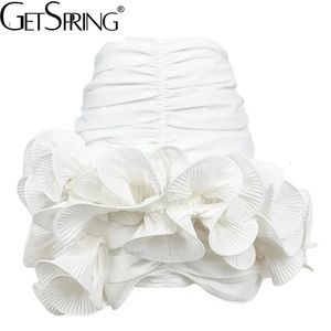 Getspring Women Skirt Ruffles غير متناظرة خمر خرق عالية الجوارز كل ما تطابقه مثيرة أبيض تنانير الصيف القصيرة للسيدات 240416