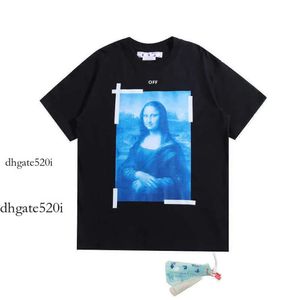 Off Whiteshirt Men's T-shirts Off Whiteshirt Brand Ow Off Mona Lisa Oil Målning Arrow Kort ärm Män och kvinnor avslappnad stor lös t-shirt från Whiteshirt 715