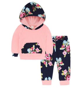 Nyfödda spädbarnsflickor Hoodie Topspants 2pc outfitkläder set Autumn Winter Baby Clothing Sets4154290