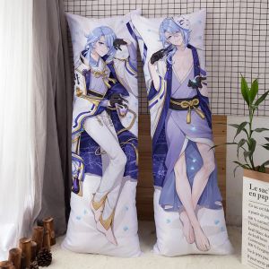 Travesseiro genshin impact os personagens de jogo de anime travesseiros dakimakura inazuma kamisato ayaka ayato kazuha otaku abraçando a capa de travesseiro de corpo