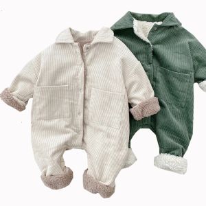 Endelar 2023 babykläder overaller vinterflicka förtjockar romper corduroy jumpsuit barn pojke kläder småbarn bodysuit nyfödda