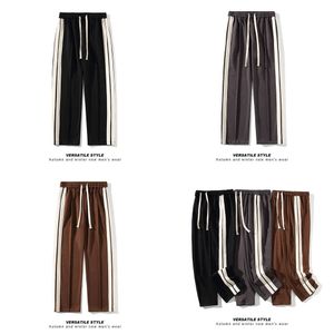 Men's Streetwear Wide Leg Side Stripes Casual Trousers Male Loose Pants Korean Jogging Elastic Waist Men Woman Sweatpants 221010